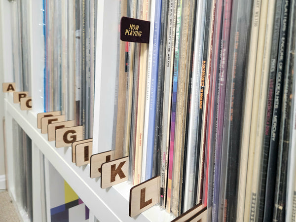 Now Playing Leather Vinyl Record Collection Marker – Violet Pueblo Italian Leather with 24K Gold Foil