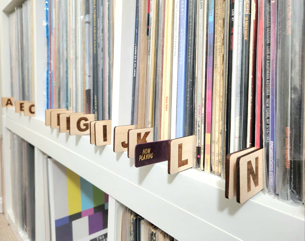 Now Playing Leather Vinyl Record Collection Marker – Violet Pueblo Italian Leather with 24K Gold Foil