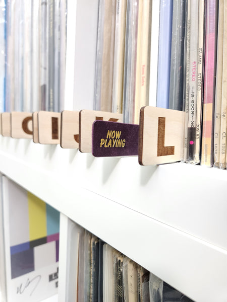 Now Playing Leather Vinyl Record Collection Marker – Violet Pueblo Italian Leather with 24K Gold Foil