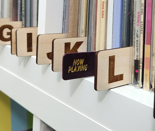Now Playing Leather Vinyl Record Collection Marker – Violet Pueblo Italian Leather with 24K Gold Foil