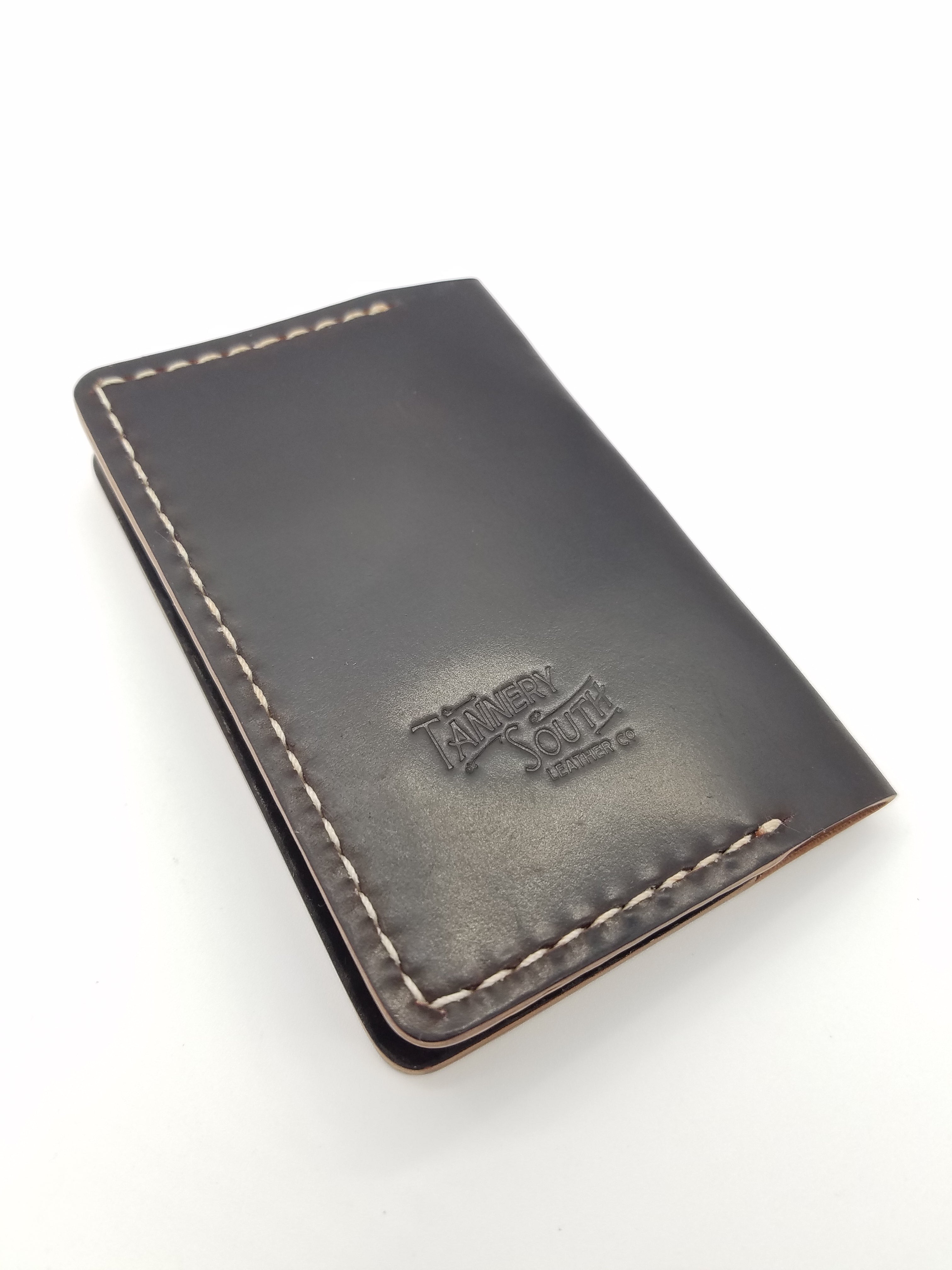 Shell Cordovan three-slot leather card holder, handmade by Buck&Hide